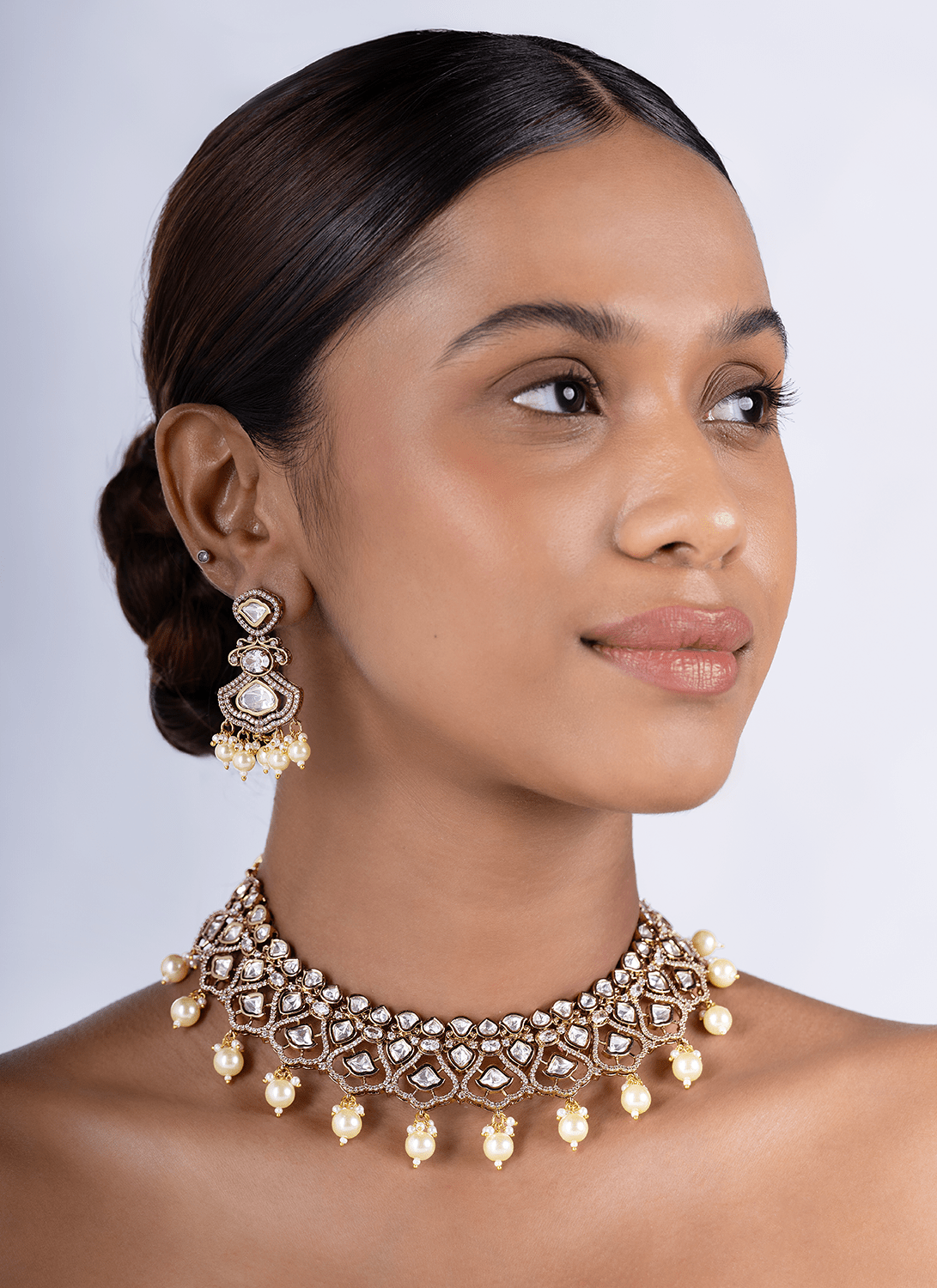 Pearl and Kundan Necklace Set - Lashkaraa
