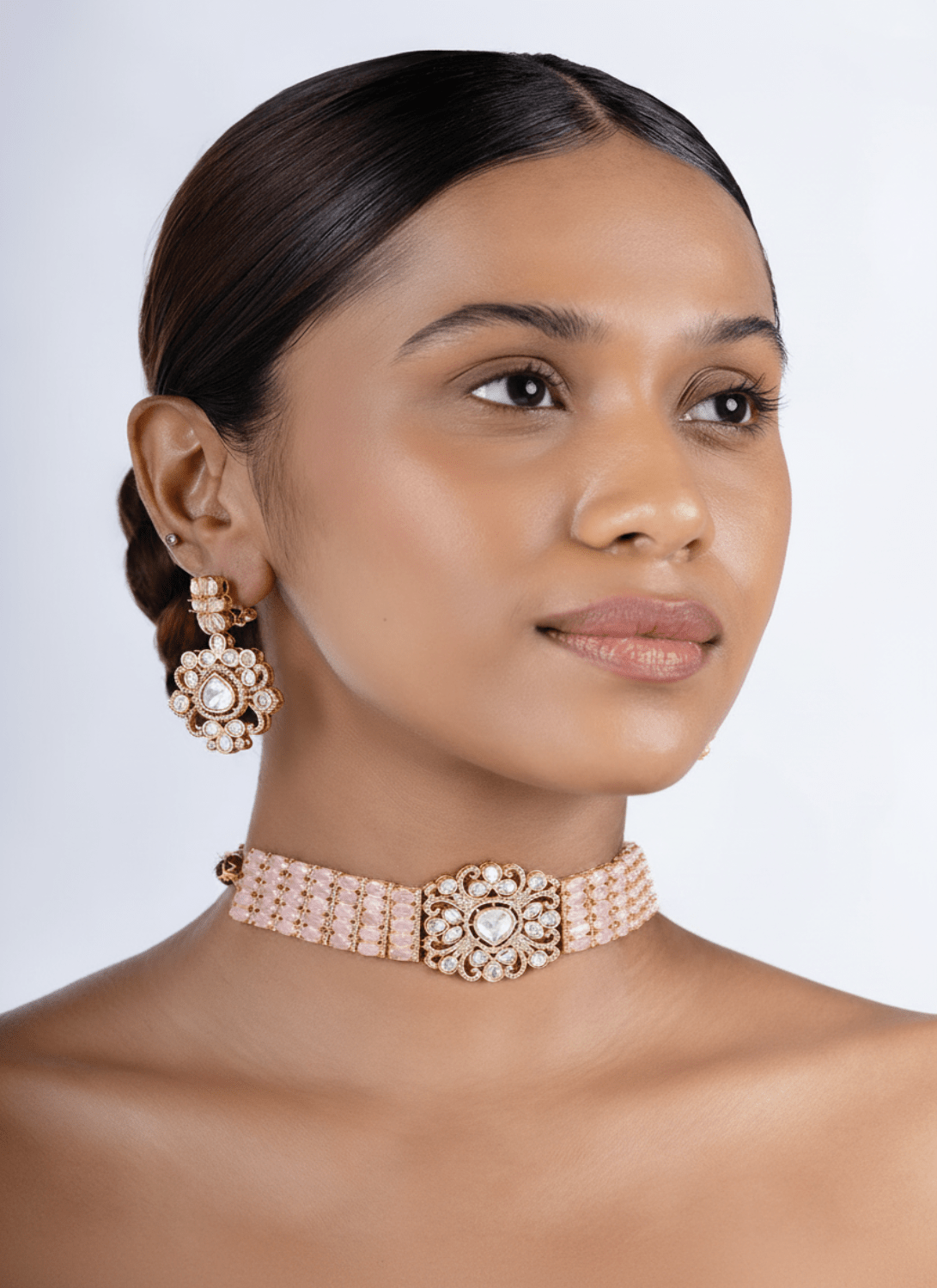 Pink Beaded Choker Set - Lashkaraa