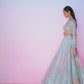 Light Blue Multicolor Floral Embellished Lehenga