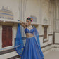 Blue Embroidered Brocade Lehenga