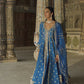 Blue Embroidered Anarkali Style Palazzo