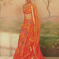 Orange Floral Printed Lehenga