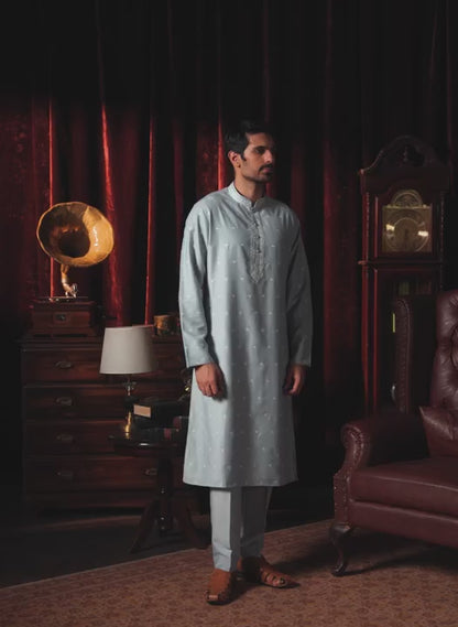 Grey Embroidered Kurta Set