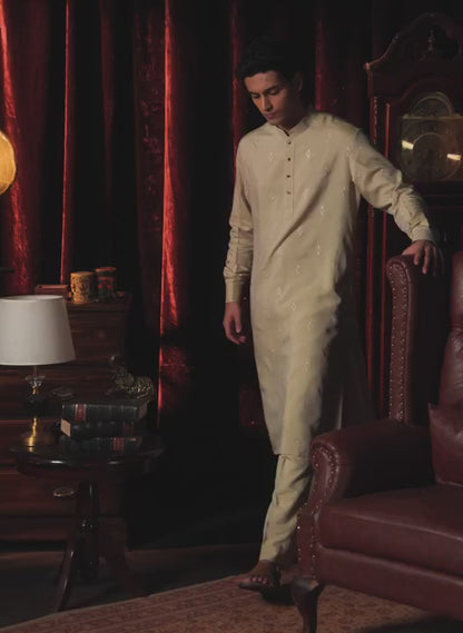 Beige Embroidered Kurta Set