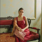 Red Embroidered Straight Suit