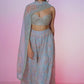 Dusty Blue Embellished Crop Sharara Suit