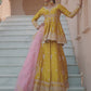 Yellow Embroidered Peplum Style Lehenga