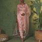 Peach Embroidered Straight Suit
