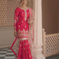 Red Orange Embroidered Gharara Suit