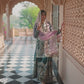 Teal and Purple Embroidered Sharara