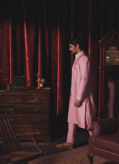 Light Pink Embroidered Sherwani Set