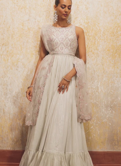 Light Dusty Mint Embroidered Anarkali