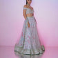 Dusty Blue and Pink Floral Embellished Lehenga