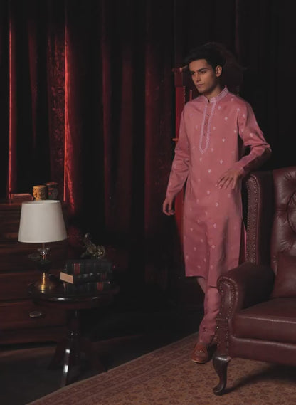 Dusty Rose Embroidered Kurta Set