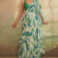 Green and White Floral Printed Saree