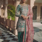 Teal Green and Pink Embroidered Patiala Suit