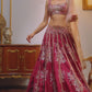 Maroon Floral Printed Lehenga