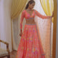 Coral Floral Printed Lehenga