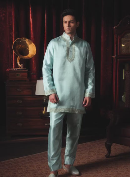 Soft Blue Embroidered Kurta Set