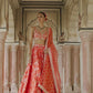 Orange Embroidered Brocade Lehenga