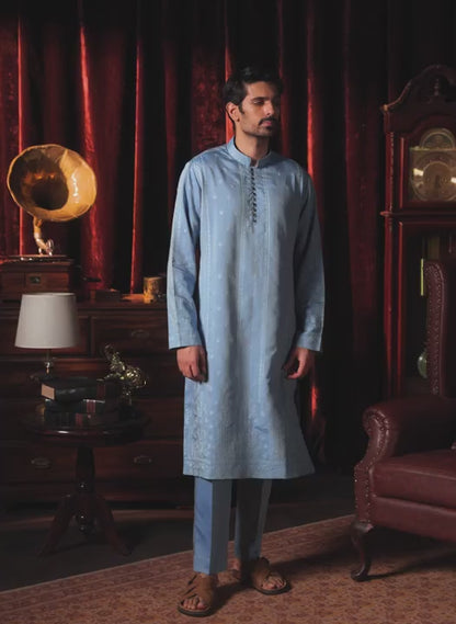 Light Blue Embroidered Kurta Set