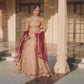 Dusty Beige and Maroon Embroidered Lehenga