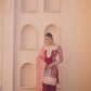 Maroon and Pink Embroidered Patiala Suit