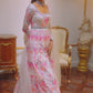 Off White Floral Printed Anarkali