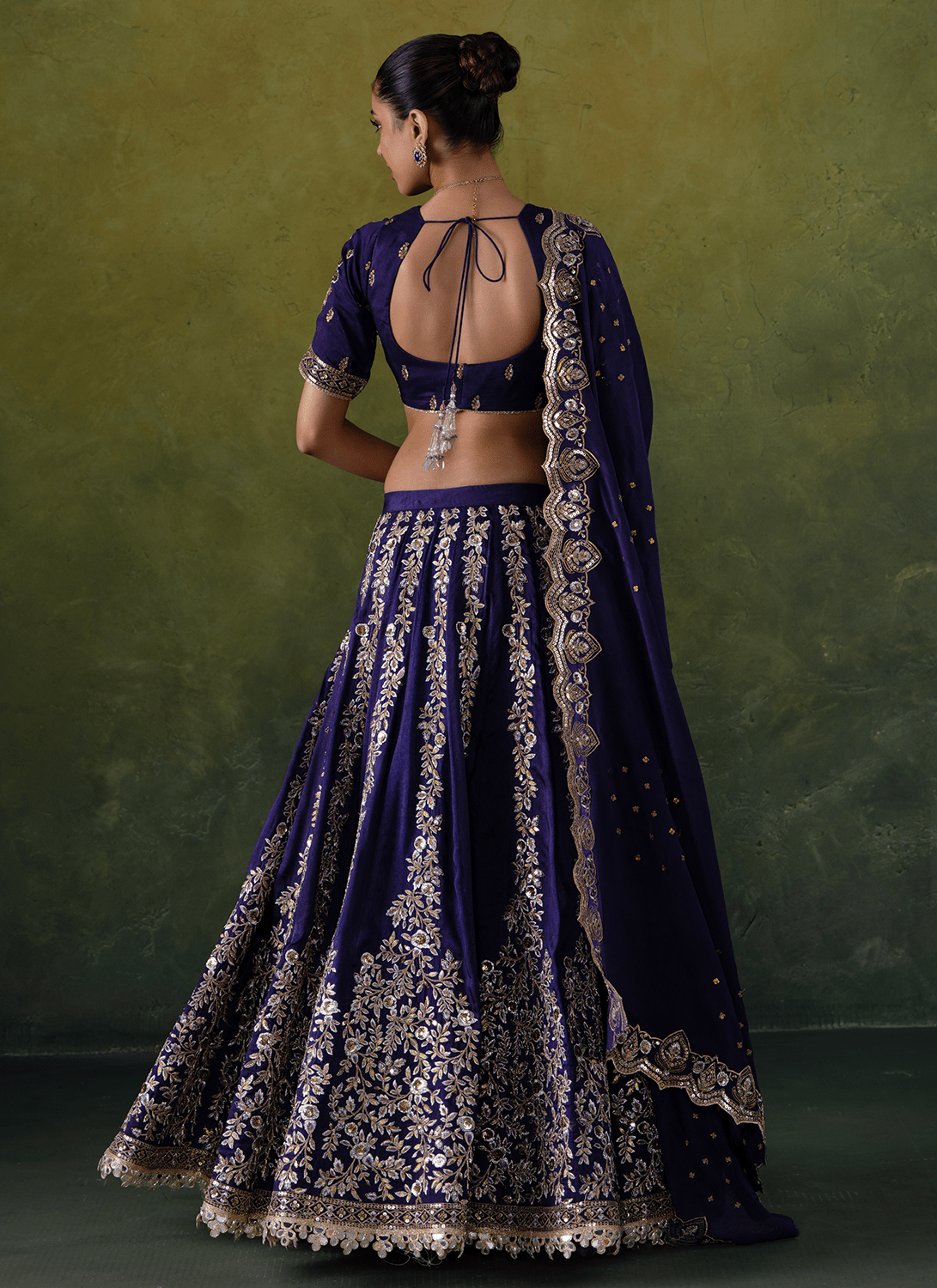 Purple Embroidered Silk Lehenga - Lashkaraa
