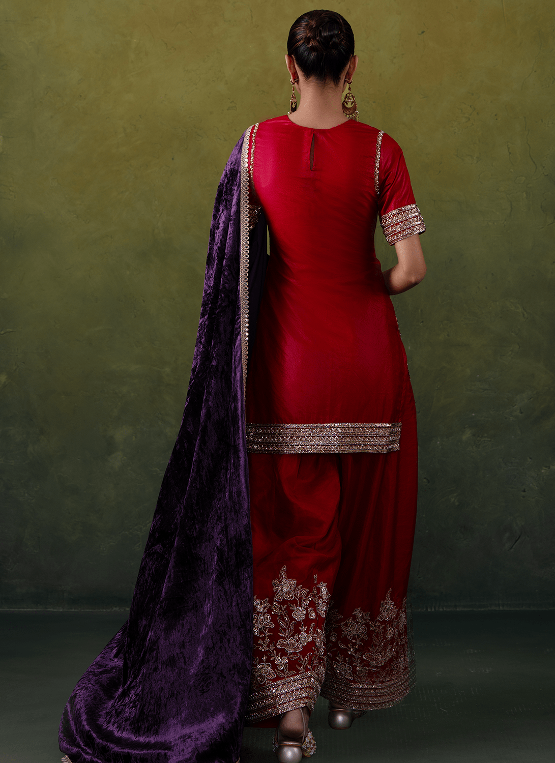 Red Embroidered Silk Salwar Suit - Lashkaraa