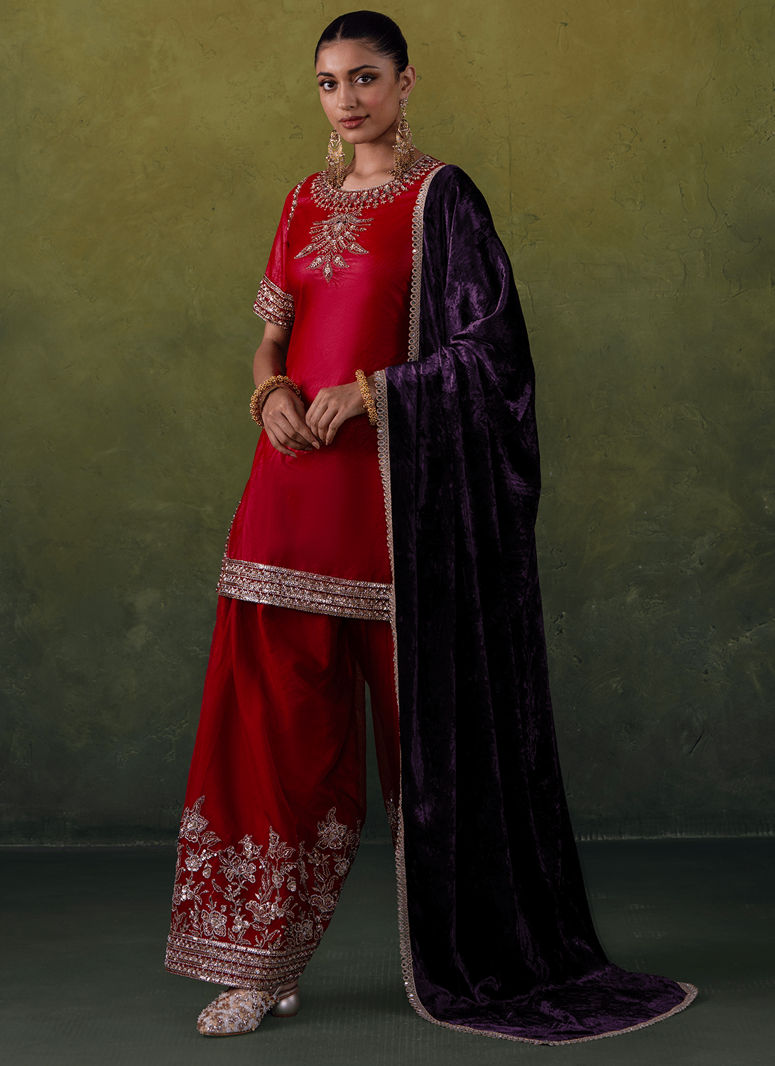 Red Embroidered Silk Salwar Suit - Lashkaraa