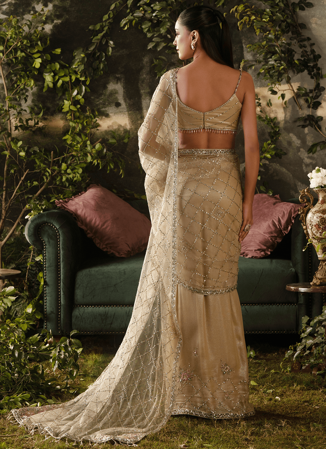 Soft Gold Embroidered Viscose Georgette Saree