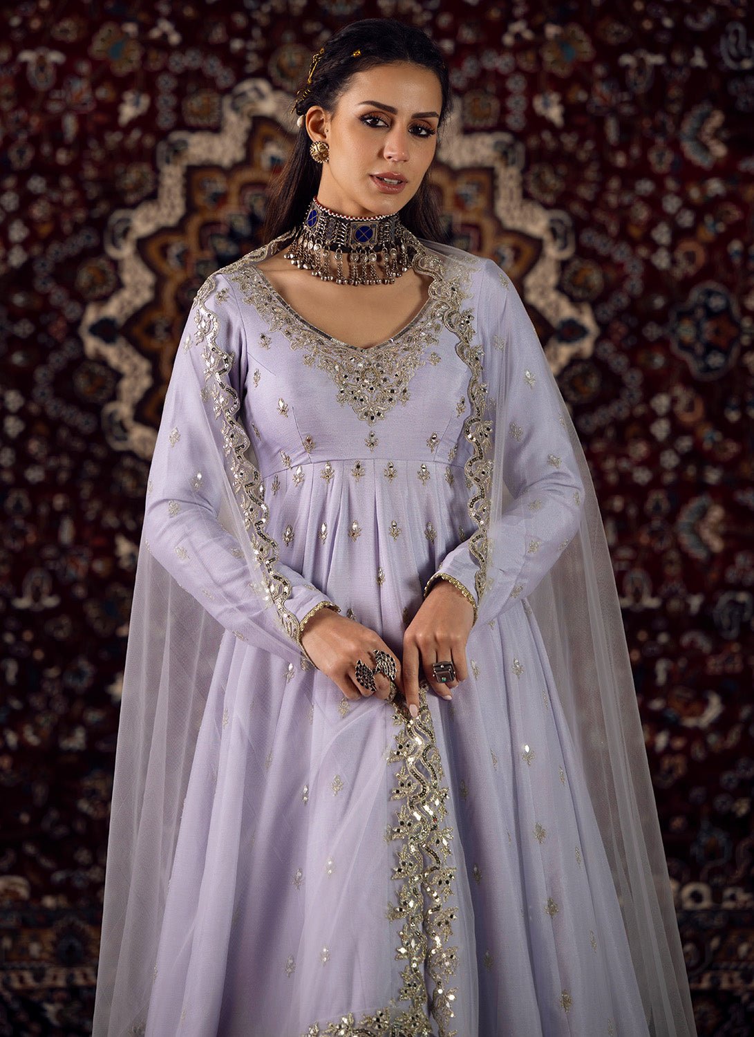 Soft Lavender Embroidered Chiffon Anarkali Soft Lavender Embroidered Chiffon Anarkali