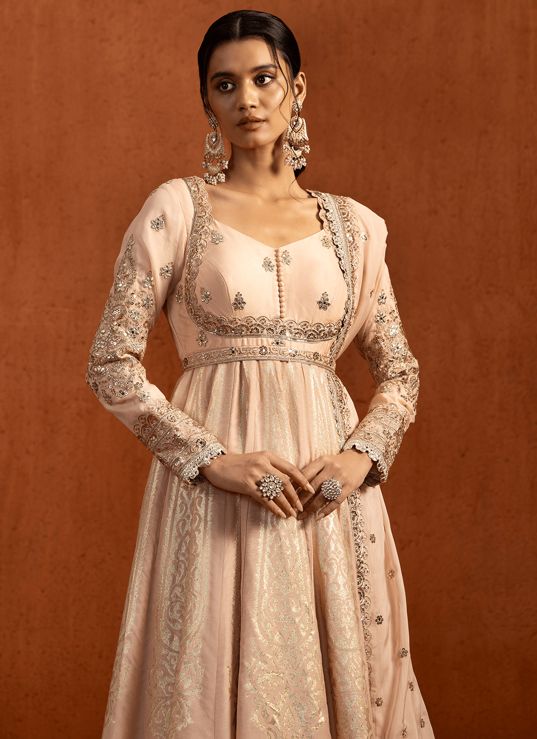 Soft Pink Embroidered Anarkali Style Sharara - Lashkaraa