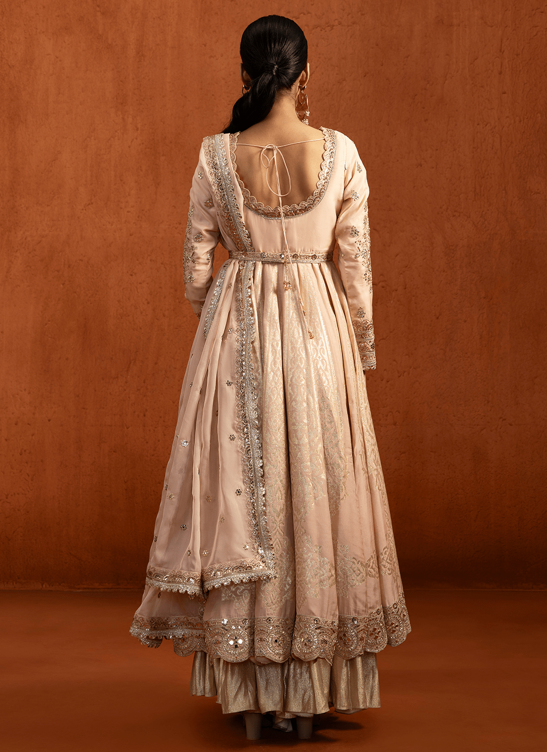 Soft Pink Embroidered Anarkali Style Sharara - Lashkaraa
