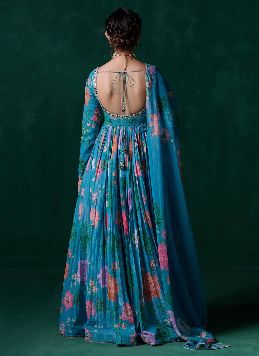 sachin and babi light blue dress Anarkali Backless Dress