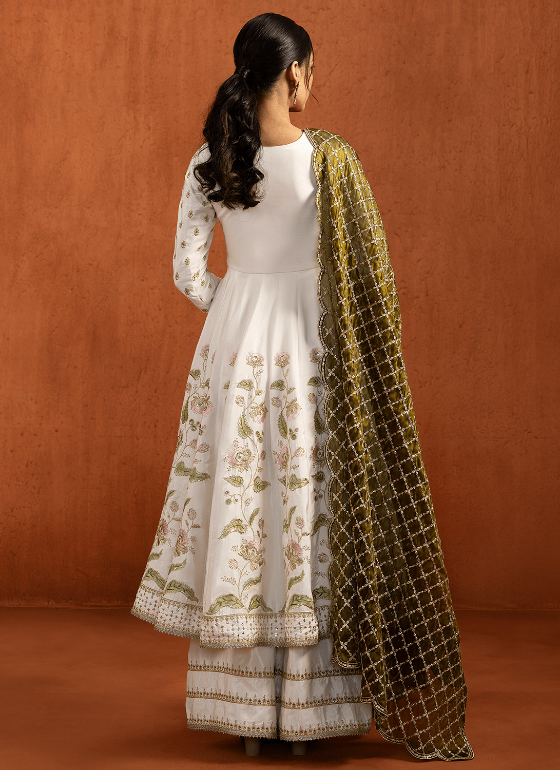 white embroidered anarkali dress White Embroidered Silk Anarkali main image 0