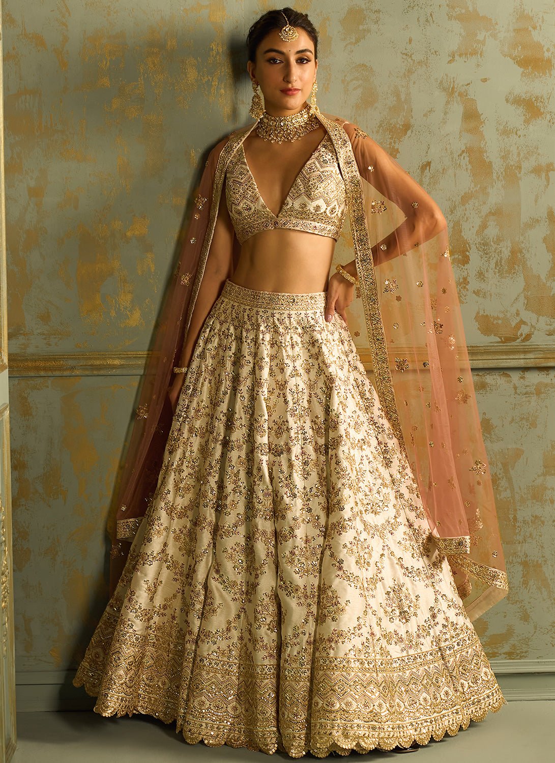 White Embroidered Lehenga - Lashkaraa