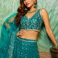 Teal Heavy Thread Embroidered Lehenga