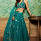 Teal Heavy Thread Embroidered Lehenga