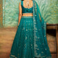 Teal Heavy Thread Embroidered Lehenga