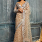 Beige Multicolor Sequins Embroidered Saree