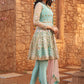 Dusty Mint and Pink Embroidered Peplum Anarkali