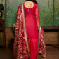 Hot Pink and Gold Embroidered Punjabi Suit