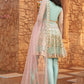 Dusty Mint and Pink Embroidered Peplum Anarkali