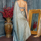 Dusty Blue Ombre Sequins Embroidered Saree