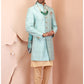 Light Blue Raw Silk Sherwani Set - Lashkaraa