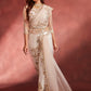 Light Pink Embroidered Pant Style Saree
