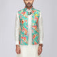 White Pathani Suit Set with Floral Waistcoat - Lashkaraa