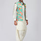 White Pathani Suit Set with Floral Waistcoat - Lashkaraa